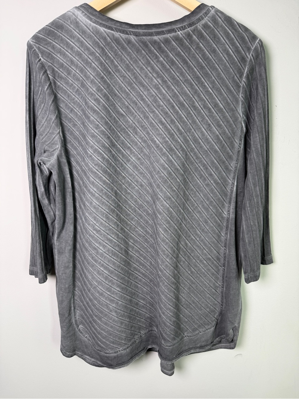 Focus Casual Life Mineral Wash Ribbed Tunic 3/4 Sleeve Gray Lagenlook Cotton M - Picture 4 of 8
